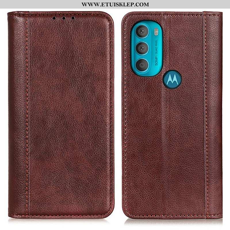 Etui Na Telefon do Moto G71 5G Etui Folio Elegancka Dwoina Skóry Liczi